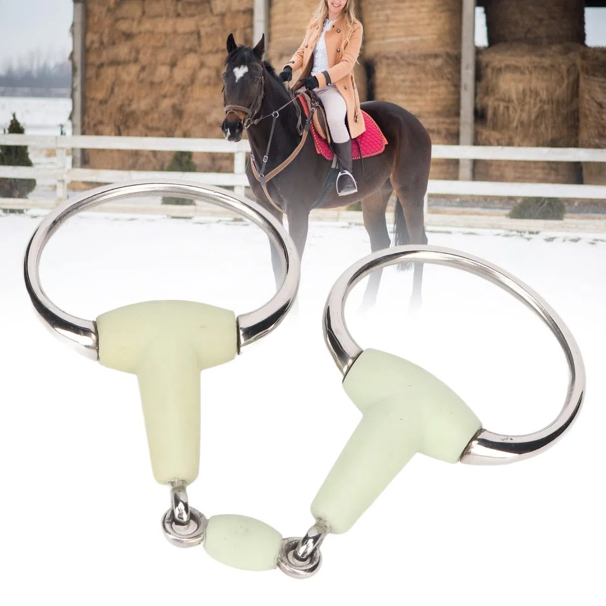 Broca Para Caballo De Acero Inoxidable, Accesorio Para Carreras De Caballos, Sabor A Manzana, Envuelta En Goma, Para Boca De Caballo, Broca Para Caballo, Tachuela, Broca Para