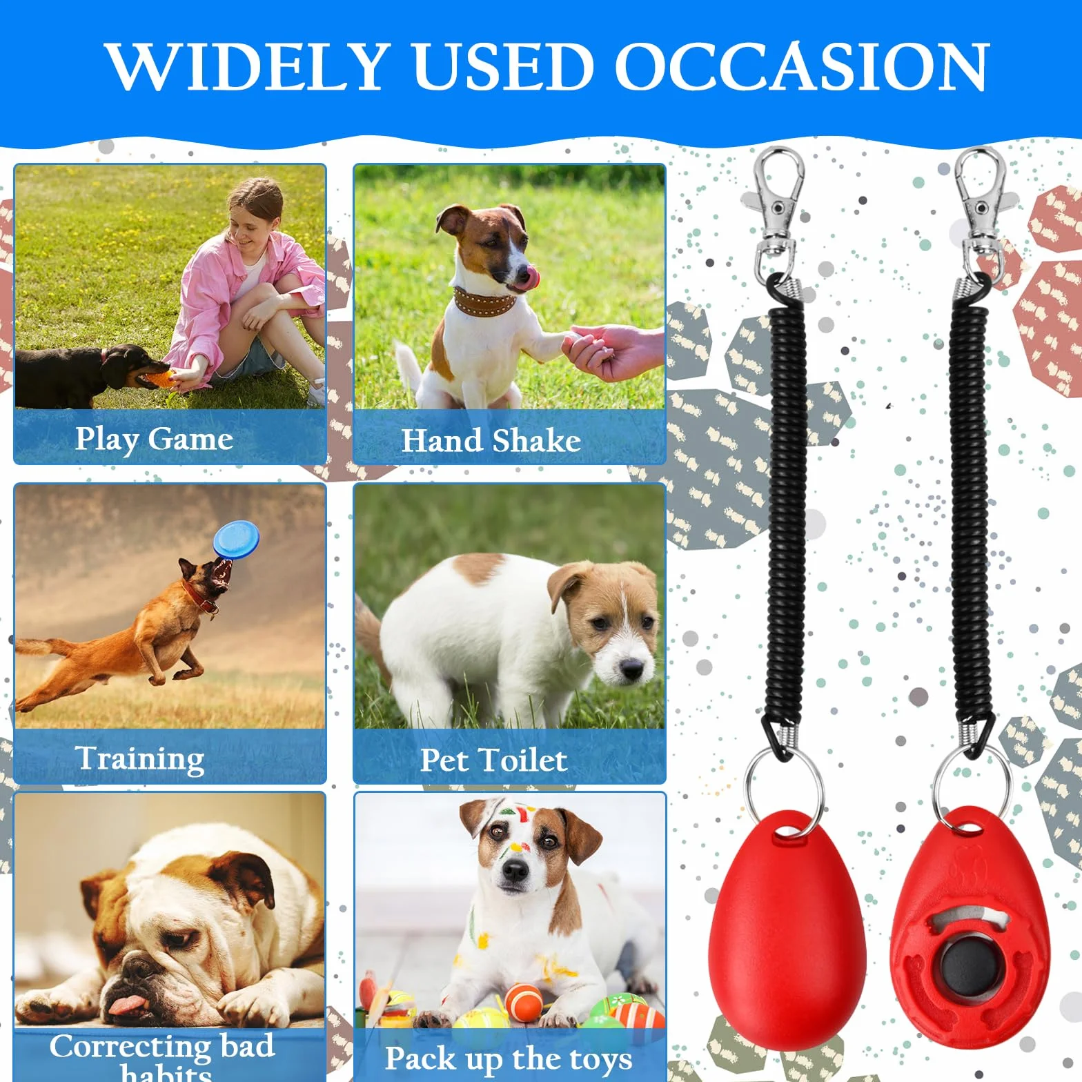 Dog Training Clicker, Clicker Perro, 9 Piezas Entrenador de Perros Entrenamiento para Mascotas, Clicker PerroAdiestramiento con Correa de Mano, Pet Training Clickers para Perros Gato Caballo Pajaros