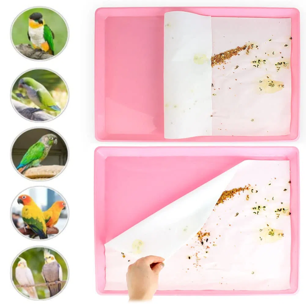 100 piezas de papel para jaula de pájaros, desechables, de gran tamaño, precortados, absorbentes, para mascotas, pájaros, loros