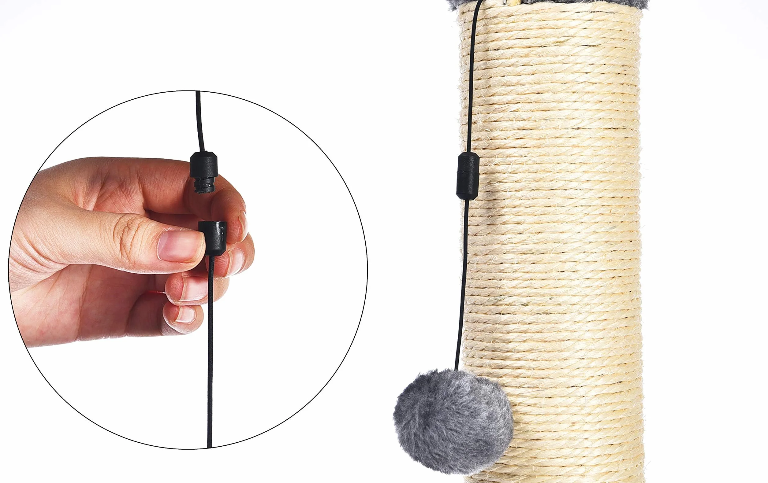 Amazon Basics Rascador para gatos de interior, estándar con juguete colgante, 80 cm, gris