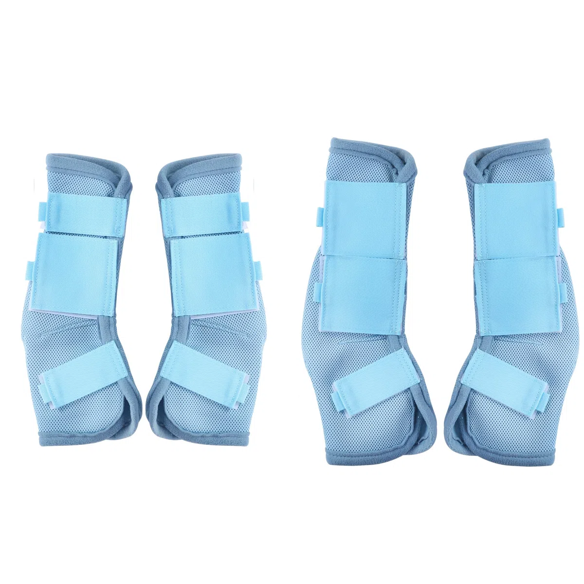 LEAFOREST Juego de 4 botas antimoscas para caballos - Protección antideslizante para patas de burro, poni mini y caballo de tiro, botas de malla transpirable para uso en pastos y establos, azul claro