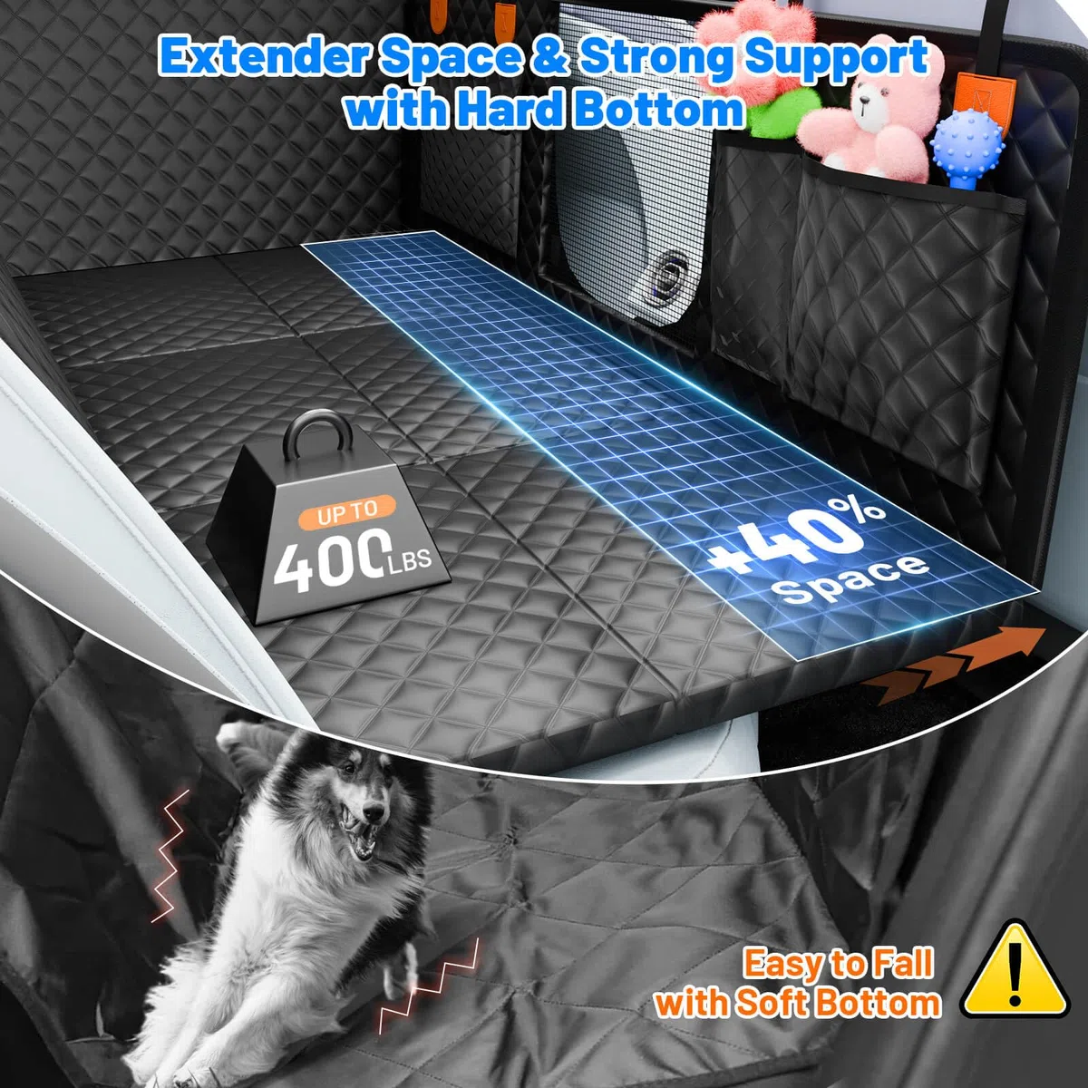 Funda Coche Perro, Impermeable, Antideslizante, Antiarañazos del dura Extensión del Asiento Asiento para Protector Coche Perros Asiento Trasero, Hamaca Viaje Mascotas para la Mayoría de Coches, SUV