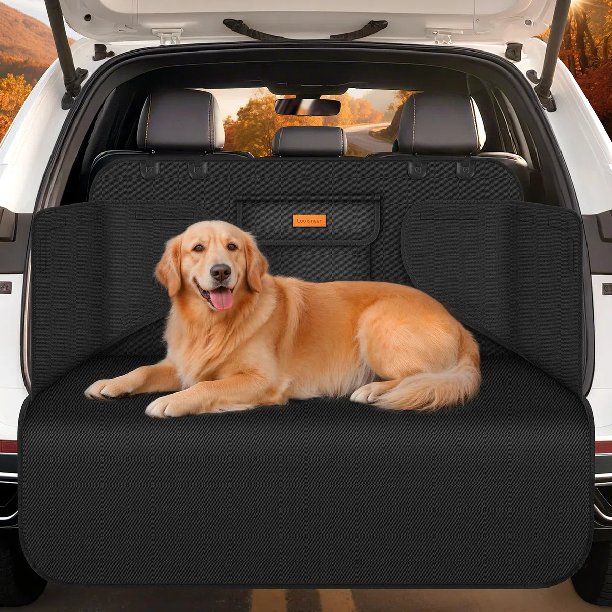 Funda Maletero Coche Perros Universal, Protector Antideslizante y Impermeable, con Protección Lateral, Cubierta Coche Antiarañazos Lavable para SUV Camión Sedán, Negro(Ligero)