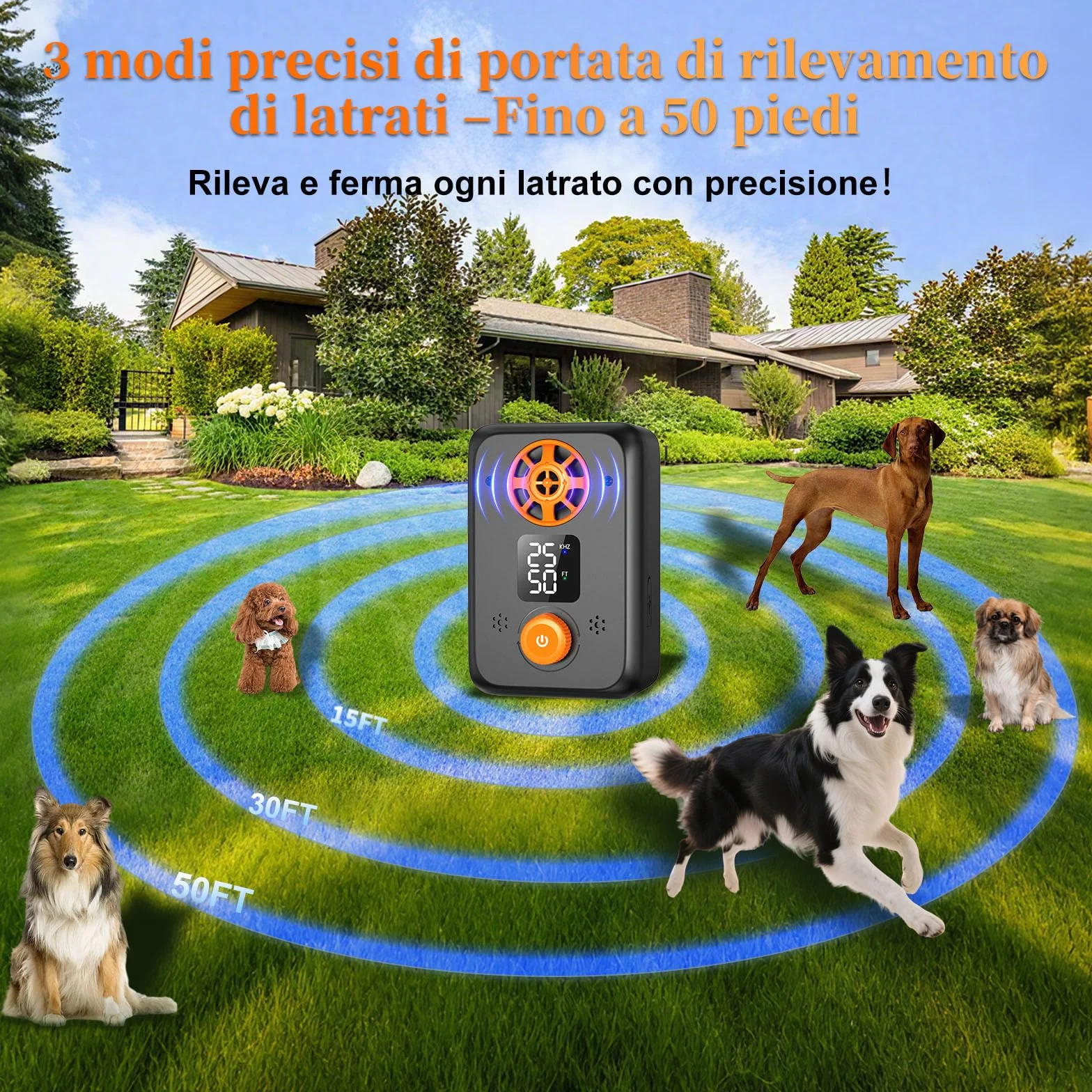 Antiladridos para Perros Ultrasonidos - Dispositivo Repelente con 5 Frecuencias, 3 Modos y Auto Detención - Efectivo para Interior y Exterior (Verde)