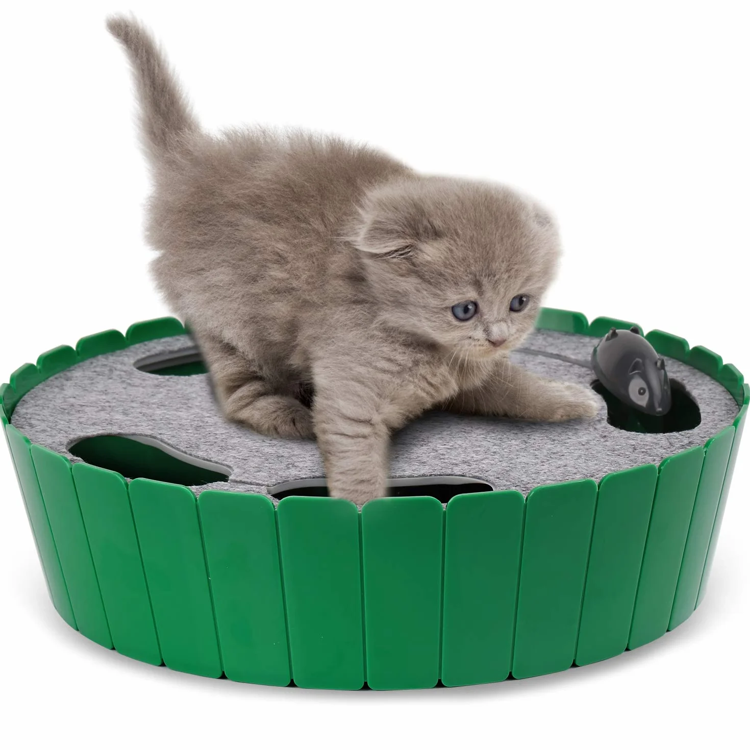 Pawaboo Juguete Escondido Electrónico para Gato, Imita la Escena Real del Gatito y el Ratón con Interruptor de Control - Verde