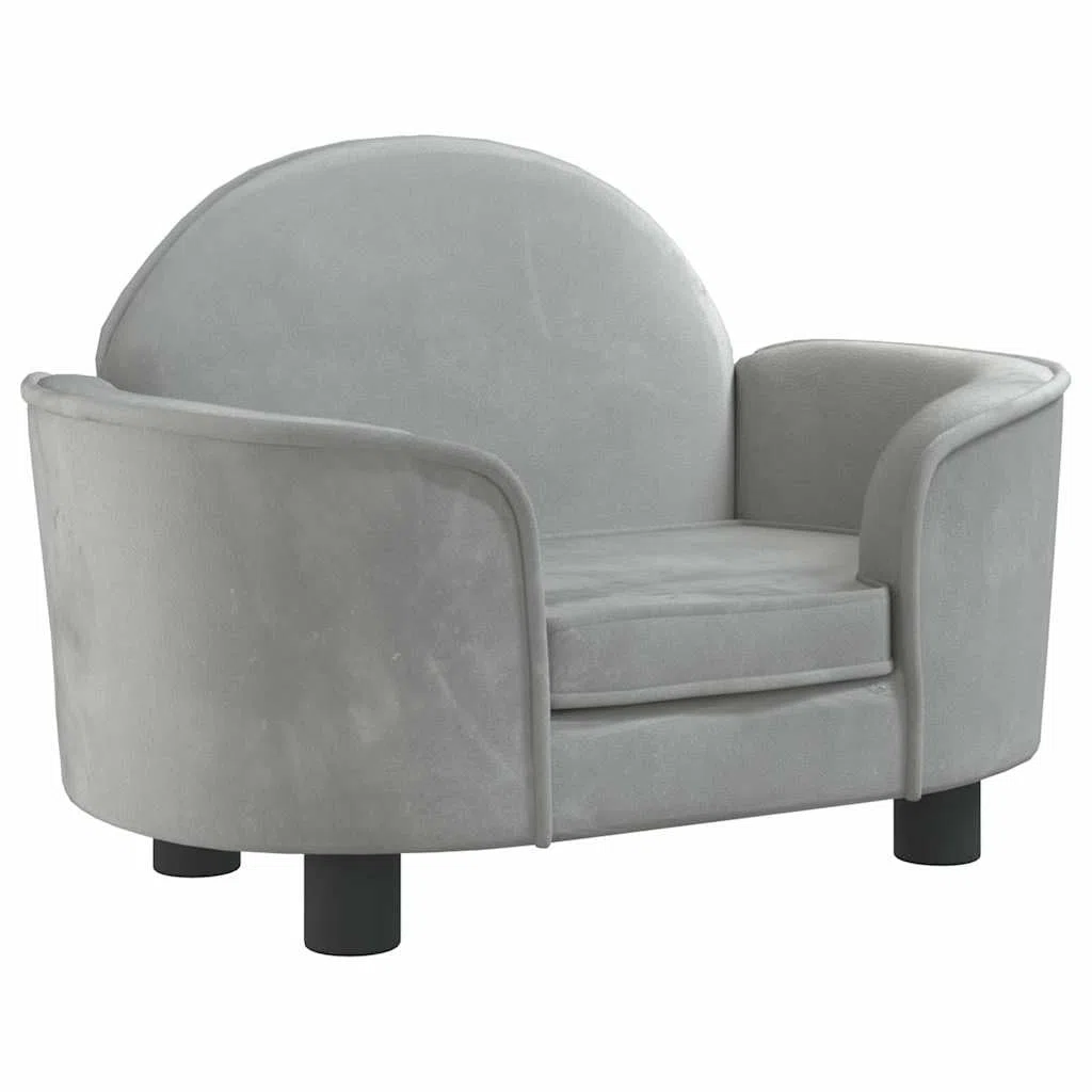 vidaXL Cama para Perros de Terciopelo Gris Claro 66x40x45 cm, sofá para Perros, Cama para Cachorros, Asiento para Perros, sofá para Mascota