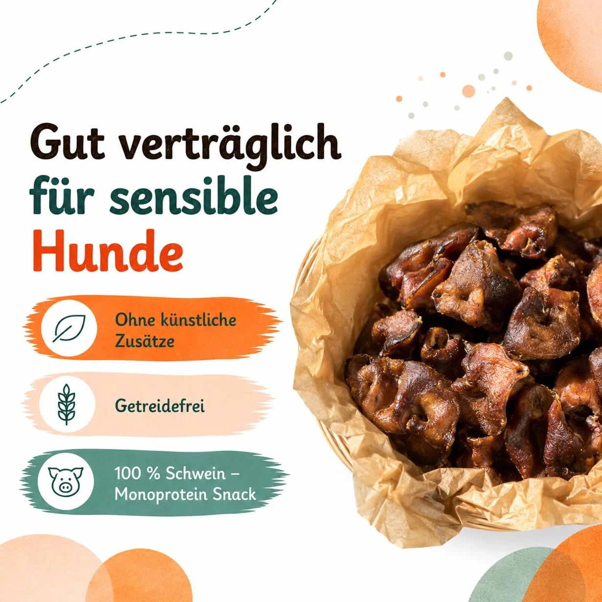 Hocicos de cerdo secos para perros, masticables naturales y aperitivos masticables de cerdo, rico en proteínas, fácil de digerir, sin cereales ni aditivos artificiales, secado al aire, Lucze (1 kg)