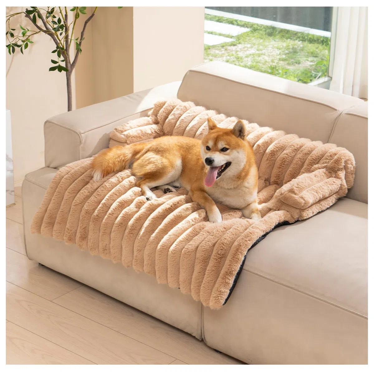 Avont Cama para Perros Grandes, Cojín para Perros Lavable y Antideslizante, Protector para Sofá con Funda Extraíble, Alfombrilla Acolchada para Mascotas Medianas y Grandes, 90x84 cm- M, Marrón