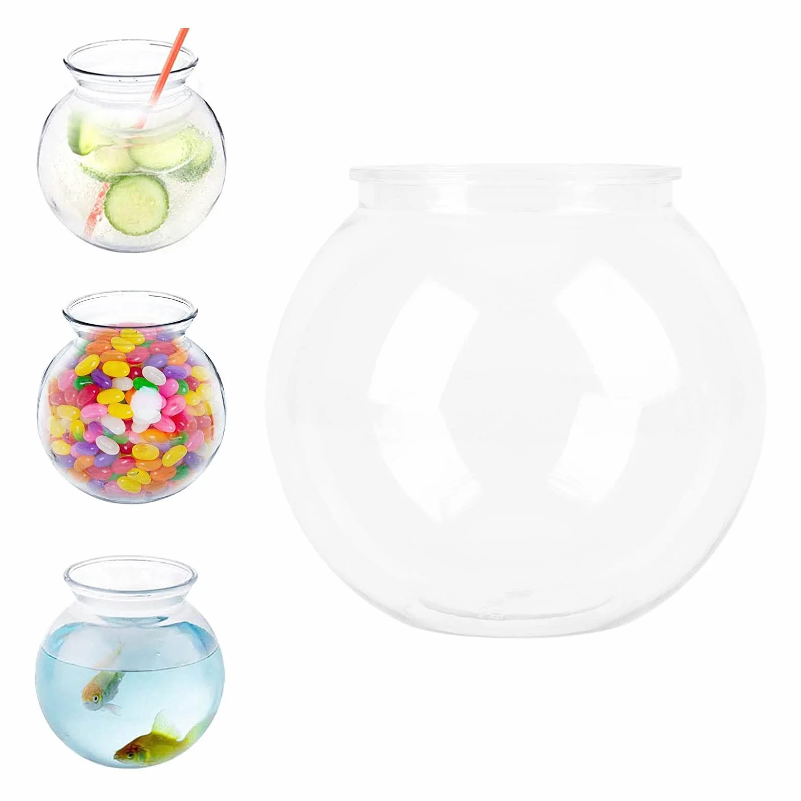 Librería de Cuencos de Pescado Redondo de Plástico Estilo Pecera a Prueba de Roturas - Mini y Grandes Tazones de Pescado