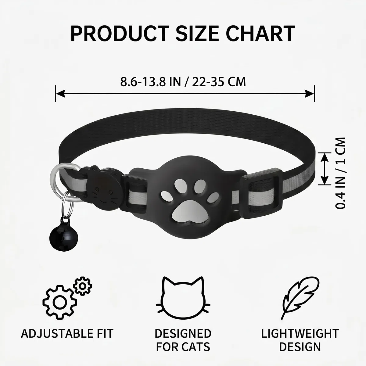 collar con GPS para gatos, resistente al agua y duradero, con elementos reflectantes para la noche, que te ayuda a localizar a tu mascota (color negro)