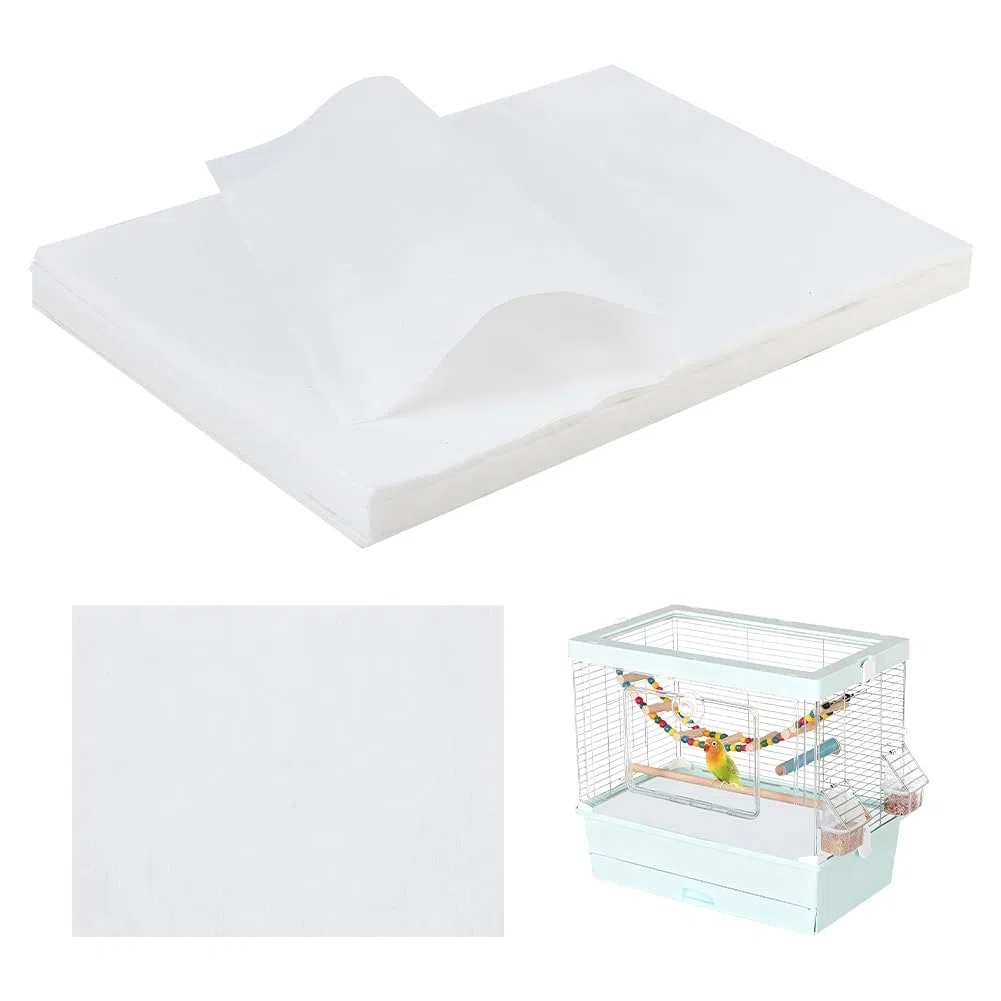 PH PandaHall 200 hojas de papel no tejido para jaula de periquitos, papel precortado, absorbente, tapete de cojín blanco para jaula de pájaros para mascotas, animales, pájaros, loros, accesorios, 34 x