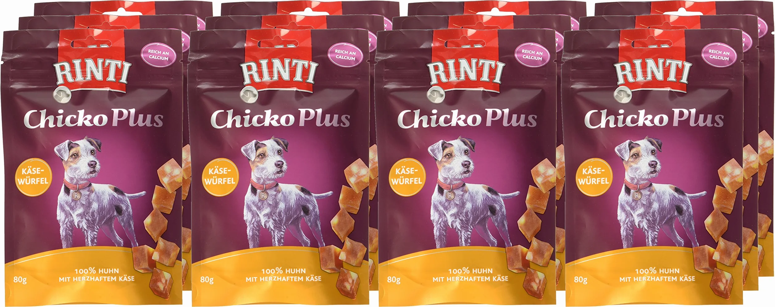 Rinti Extra Chicko Plus - Cubo de Queso con Pollo, 12 Unidades (12 x 80 g)