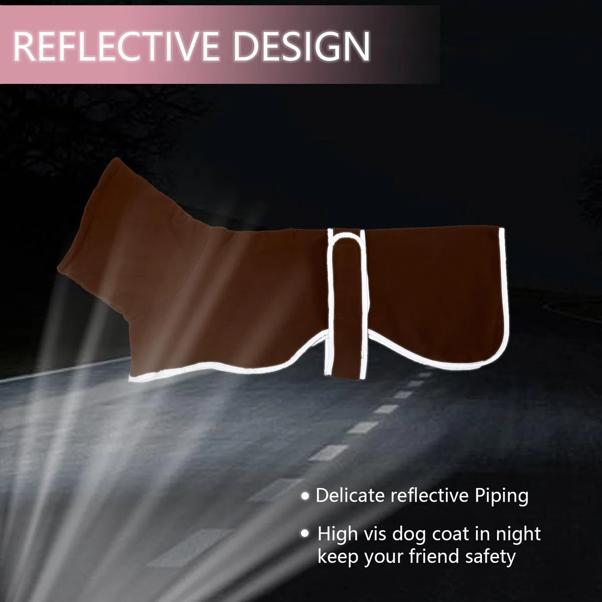 Geyecete - Abrigo con Forro Polar para Perro, con Bandas Ajustables, para Invierno Clima frío,Jersey con Agujero del arnés, para medianos y Grandes Perros Galgo-Marrón-XS