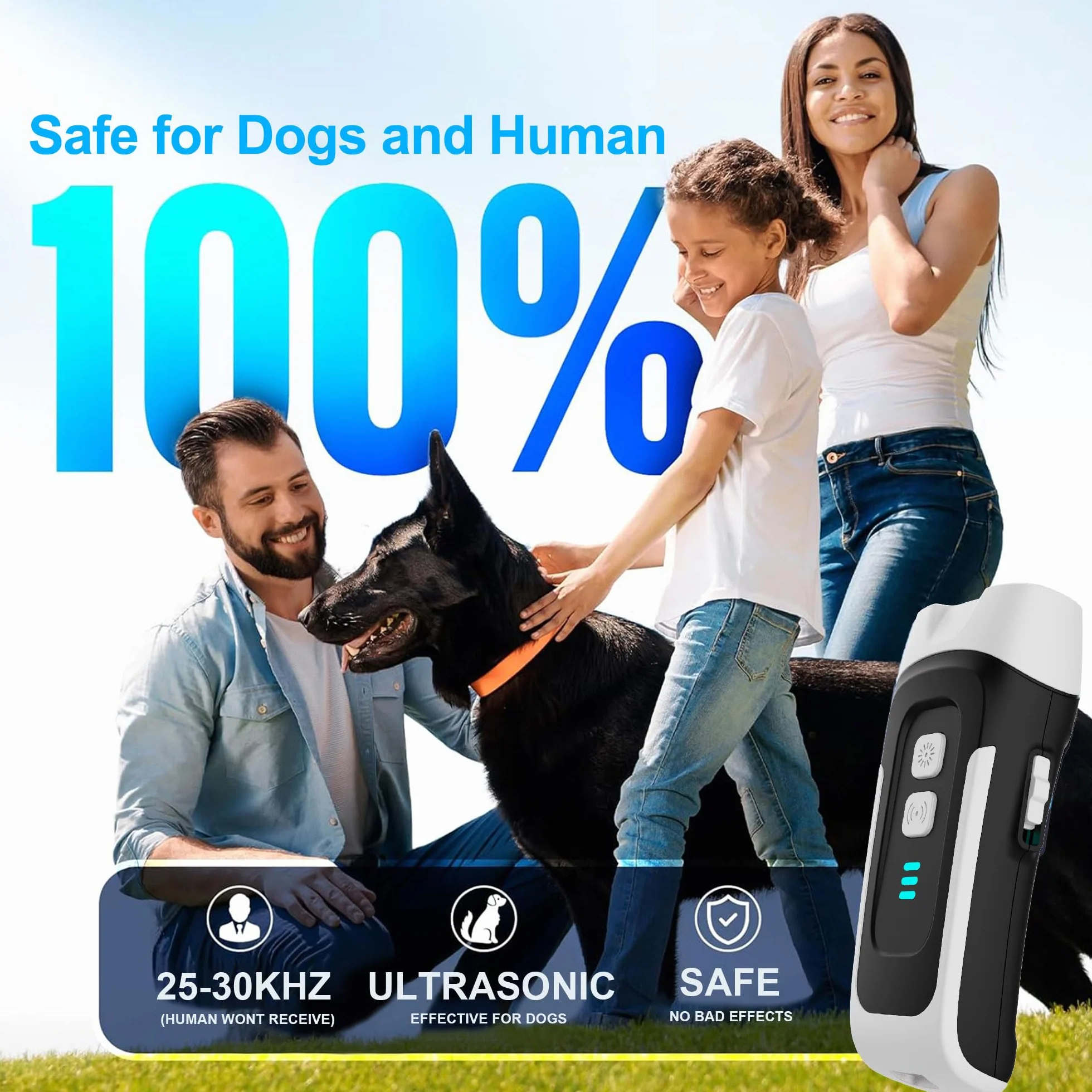 Antiladridos para perros, portátil ultrasónico para perros, ultrasonidos antiladridos luz LED, frecuencia ajustable anti aboiement pour chien para perros grandes, medianos pequeños, perros