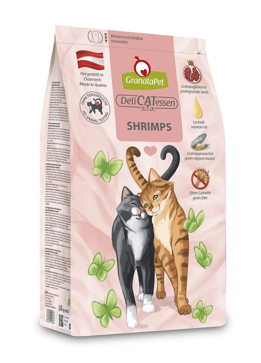 GranataPet Delicatessen para Adultos, alimento seco para Gatos Grandes y pequeños, piensos completos sabrosos y saludables sin Cereales y sin azúcares añadidos para Verdaderos gourmets, 1800 g