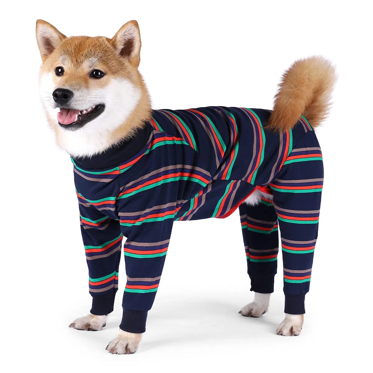 Traje de recuperación de cirugía para perro, mameluco con piernas, manga larga, transpirable, para después de cirugía, pijama anti lamer, herida abdominal, cono de perro (M, azul)