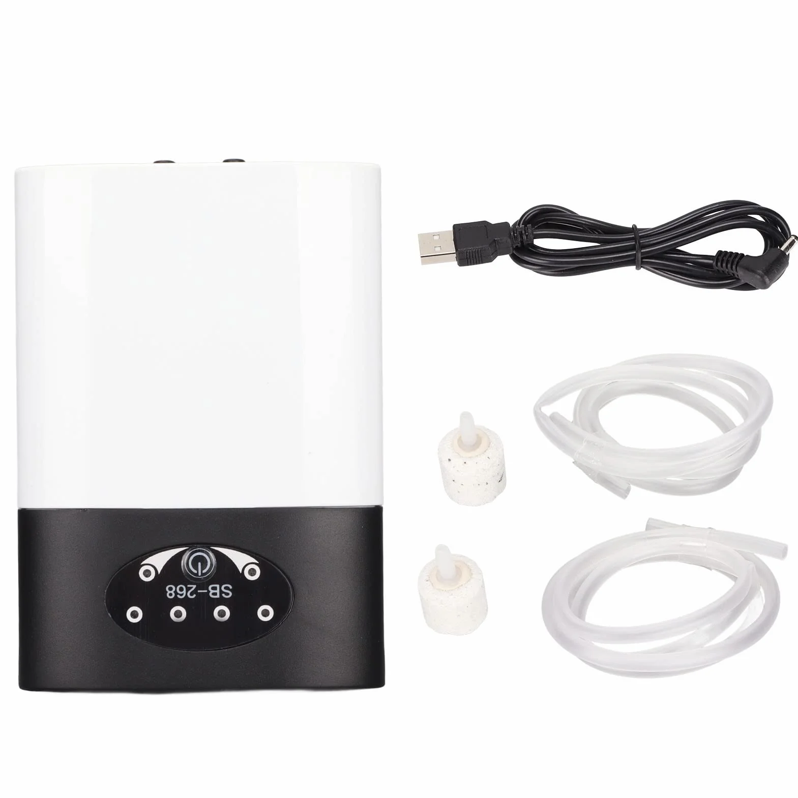 Bomba de Aire de Acuario, Bomba de Oxígeno de Burbujas Portátil Recargable por USB, Aireador de Burbujas de Acuario Silencioso con Piedras de Aire, Bomba de Oxígeno de Aireador para Tanque de Peces, P