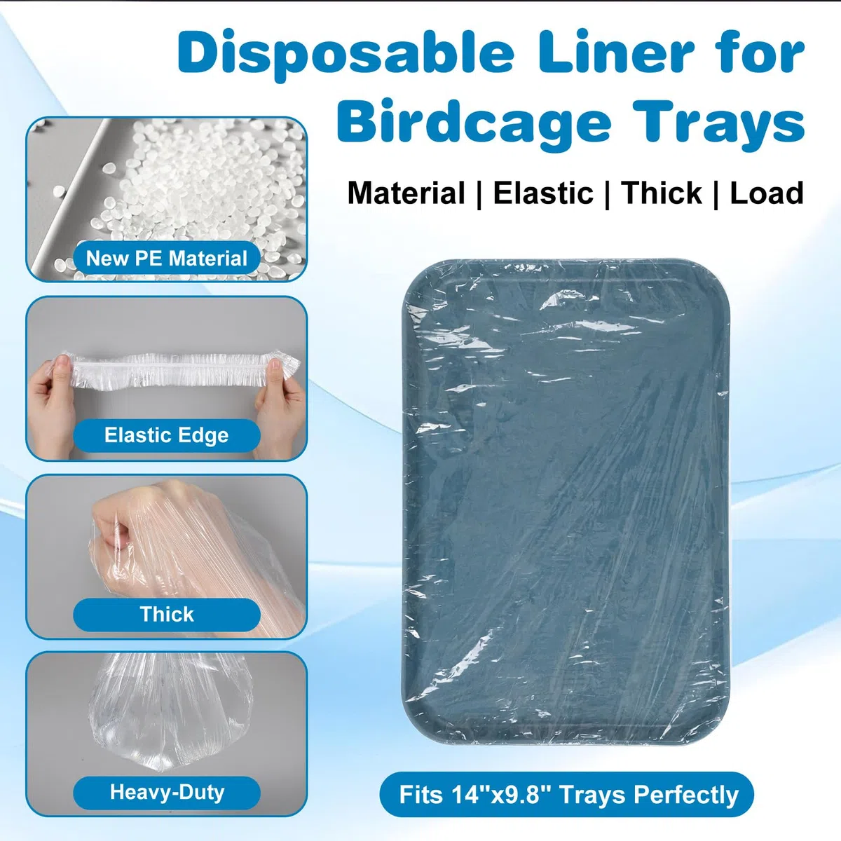 Forros desechables para jaulas de pájaros, 50 forros elásticos de plástico para jaulas de pájaros, forros transparentes e impermeables, para caja de arena para periquitos, hámsters, erizos y mascotas