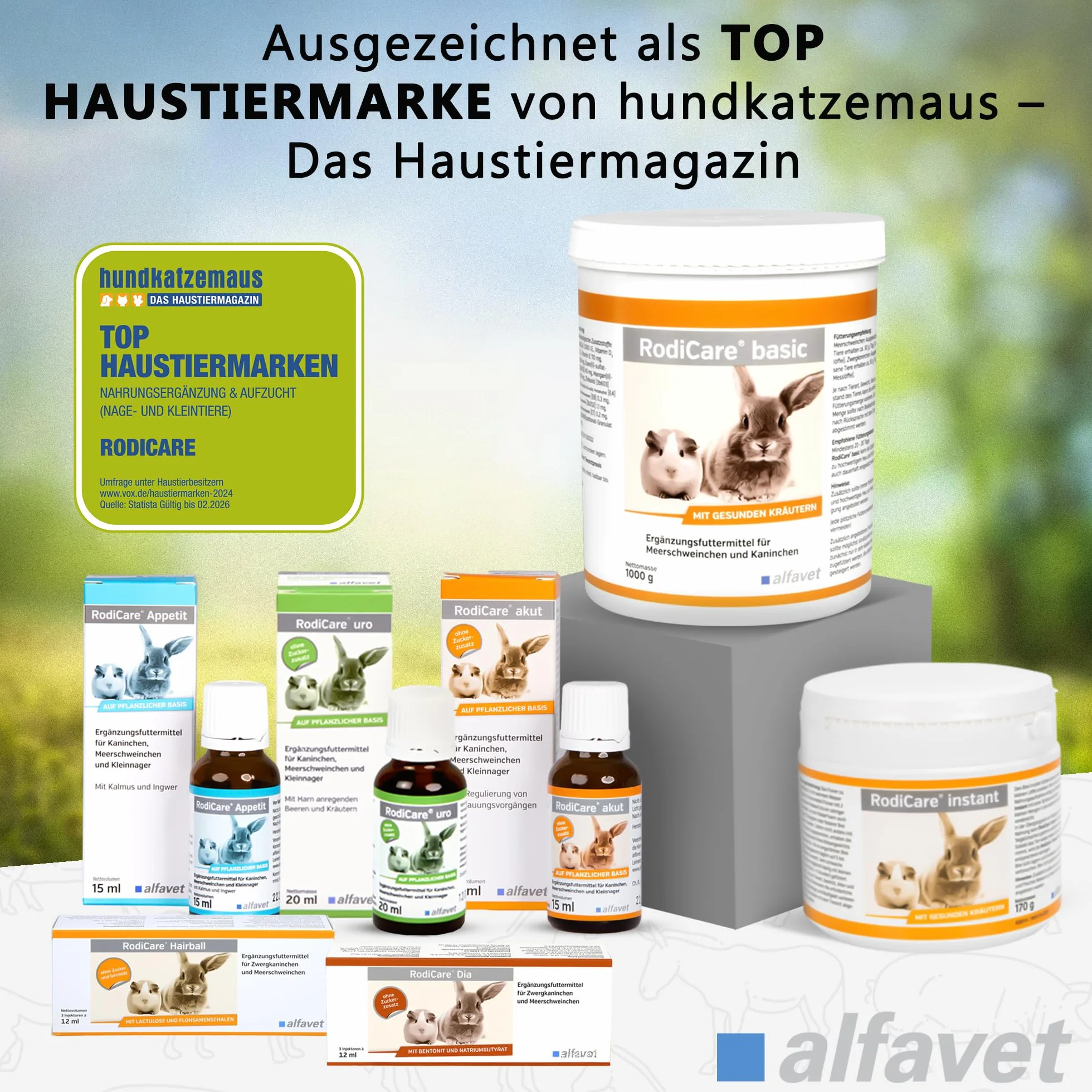 Alfavet RodiCare akut - 15 ml - Suplemento alimenticio para Regular la digestión en Conejos, cobayas y pequeños roedores - con jeringa dosificadora
