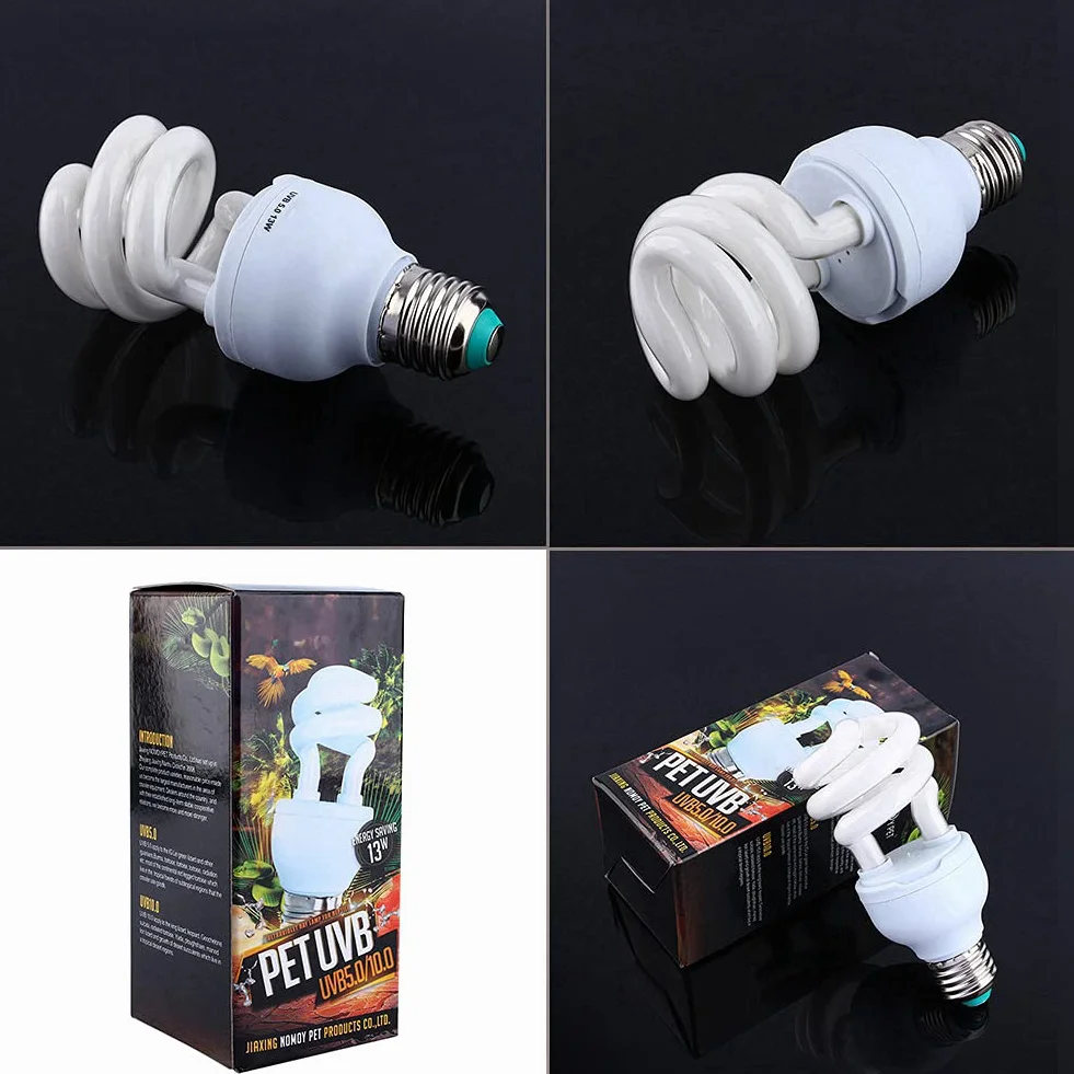 Haofy Luces para Reptiles 13W UVB 5.0 E27, Bombilla Compacta en Espiral de Ahorro de Energía para Tortuga, Serpiente y Lagarto