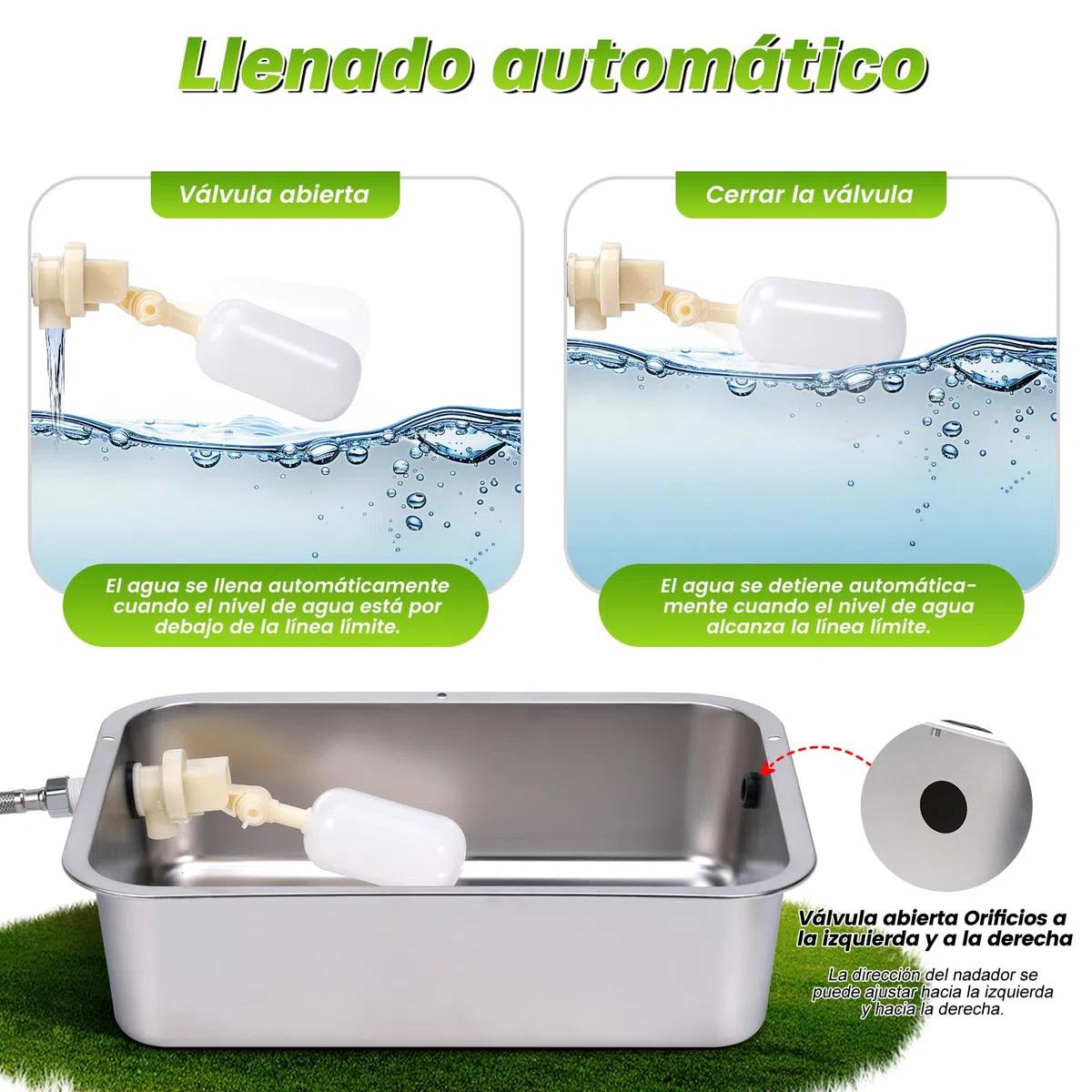 Dispensador Automático de Agua para Perros de 11L con Válvula Flotante, Bebedero para canino al Aire Libre para Dos Chucho, Cuenco de Agua para Perros de Gravedad de Acero Inoxidable (Autocompletar)