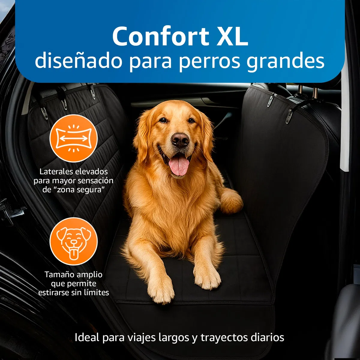 Funda Coche Perro - Protector Coche Asiento Trasero y Maletero, Medidas 147 cm Alto x 135 cm Ancho, Incluye Bebedero Comedero Pleglable y Correa de Seguridad Ajustable, Accesorios Mascotas