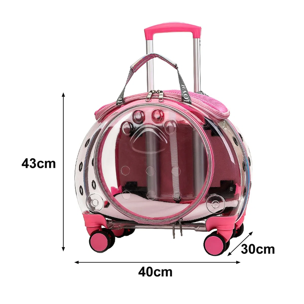 Transportador para gatos con ruedas, transportador transparente de burbujas para gatos, mochila para mascotas para gatitos, perros pequeños, agujeros de ventilación transparentes, ruedas
