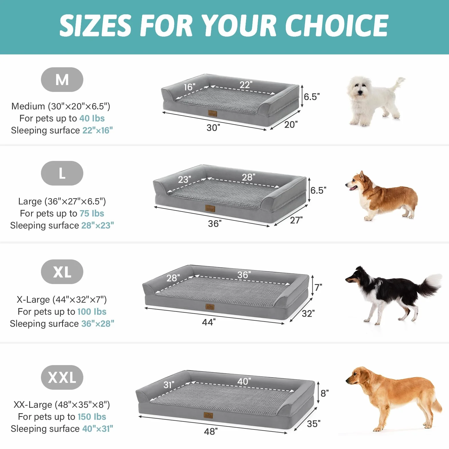 Cama ortopédica Cosy Kiss para Perros extragrandes, sofá XXL para Perros extragrandes, Acolchado de Espuma de Gran Soporte, Funda Impermeable y Base Antideslizante, Gris