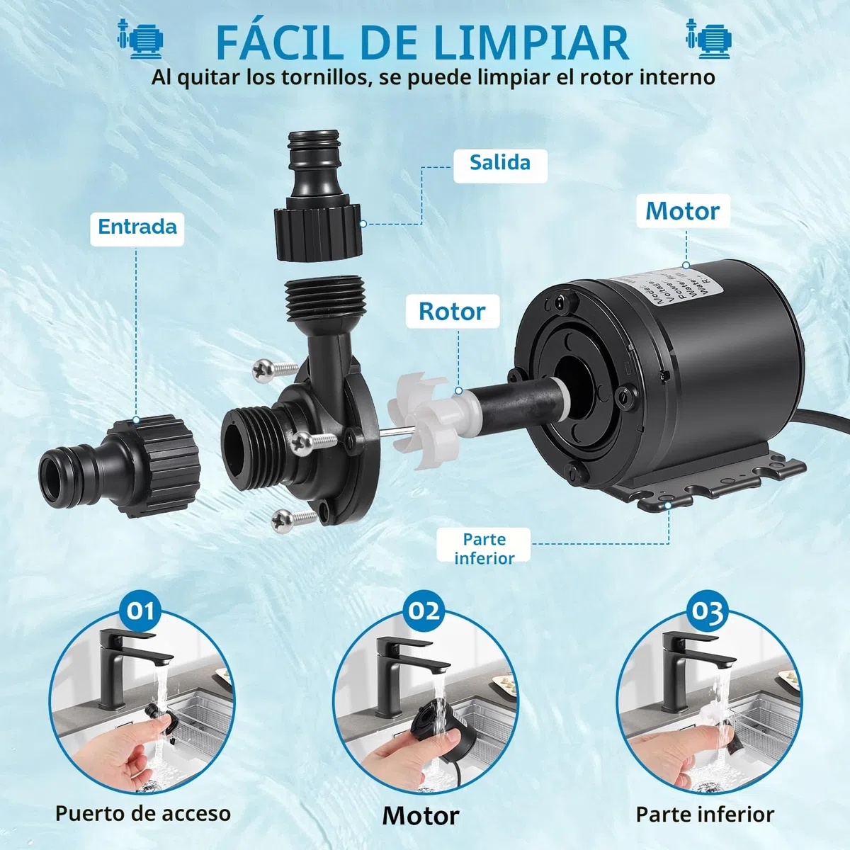 EXLECO Bomba de Agua 12V DC, Mini Bomba de Agua Sumergible sin Escobillas 800L/H 5M Bomba Acuario Pequeña con Bomba de Cerámica Núcleo para Acuario Tanque de Peces Sistema de Circulación