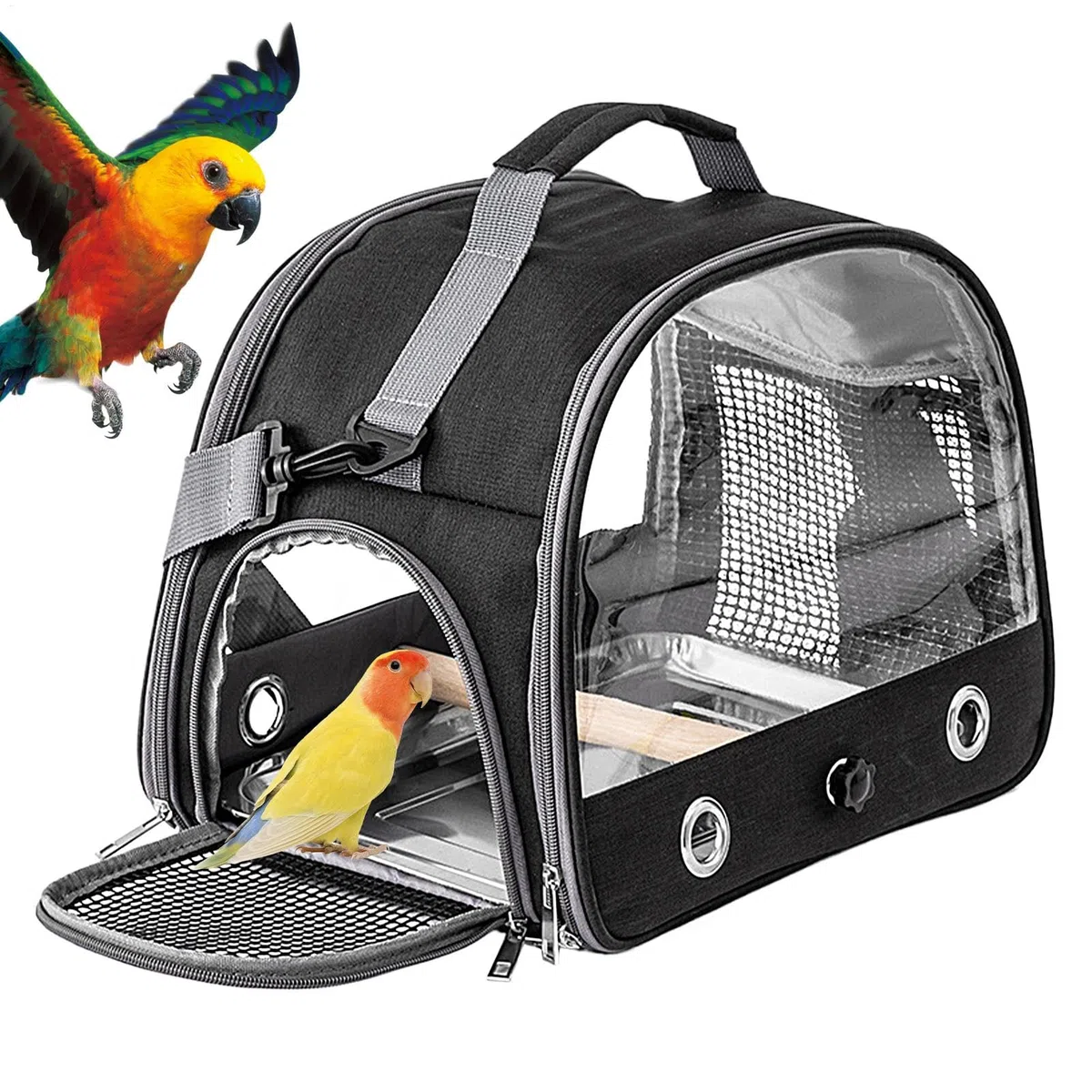 Bolsa de transporte para pájaros con ventana transparente - Mochila de viaje para loros, bolsa de transporte plegable portátil con barra de pie, bolsa de transporte para pájaros ornamentales,