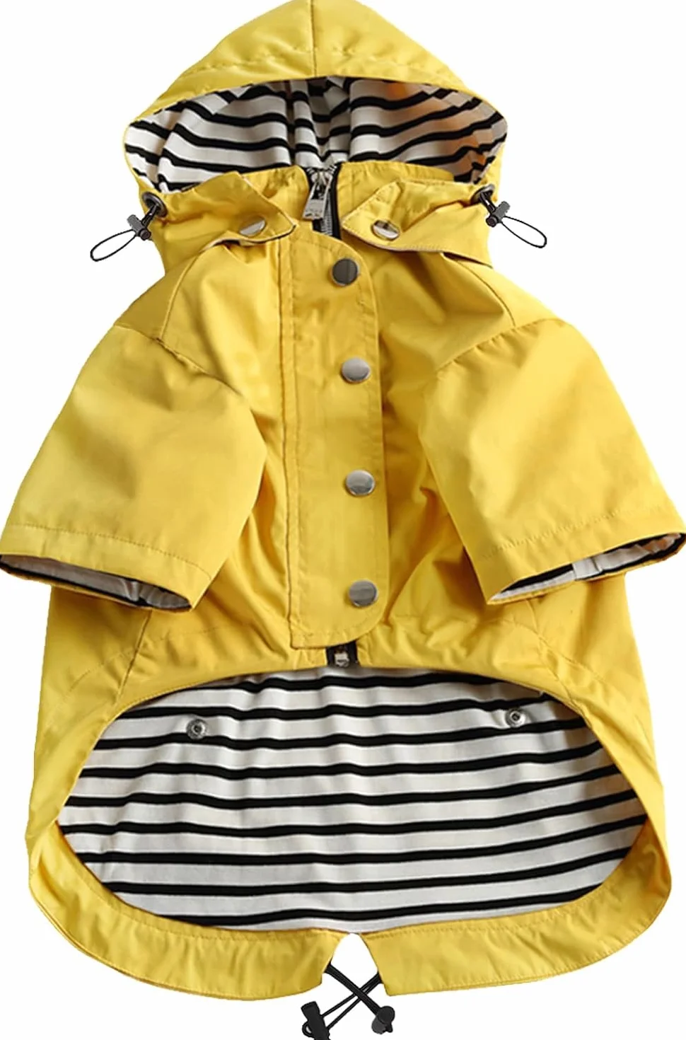 Pethiy- Elegante Chubasquero para Perro,Impermeable Abrigo con Botones Reflectantes y Bolsillos, Resistente a la Lluvia/al Agua,con Capucha extraíble, para pequeños y medianos Perros-Amarillo-M