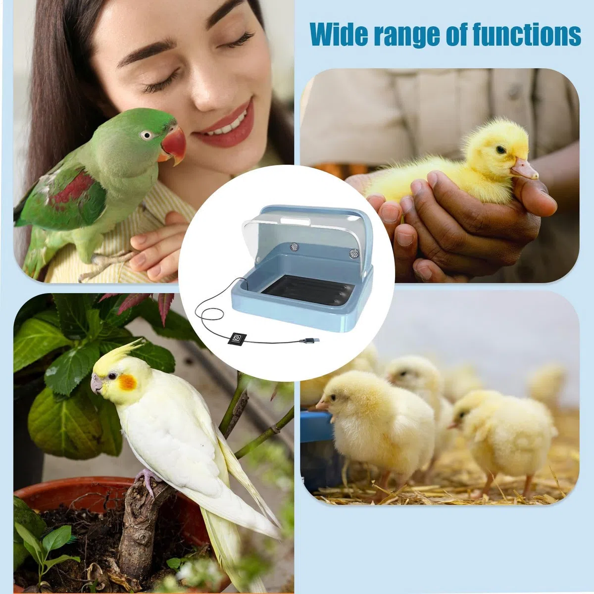 Caja de criador de pollitos, caja de pollo en la cría de pollo | Incubadora de pájaros calientes de cría de pollo - Caja de anidación visual, almohadilla de calentamiento de 3 temperatura, suministros