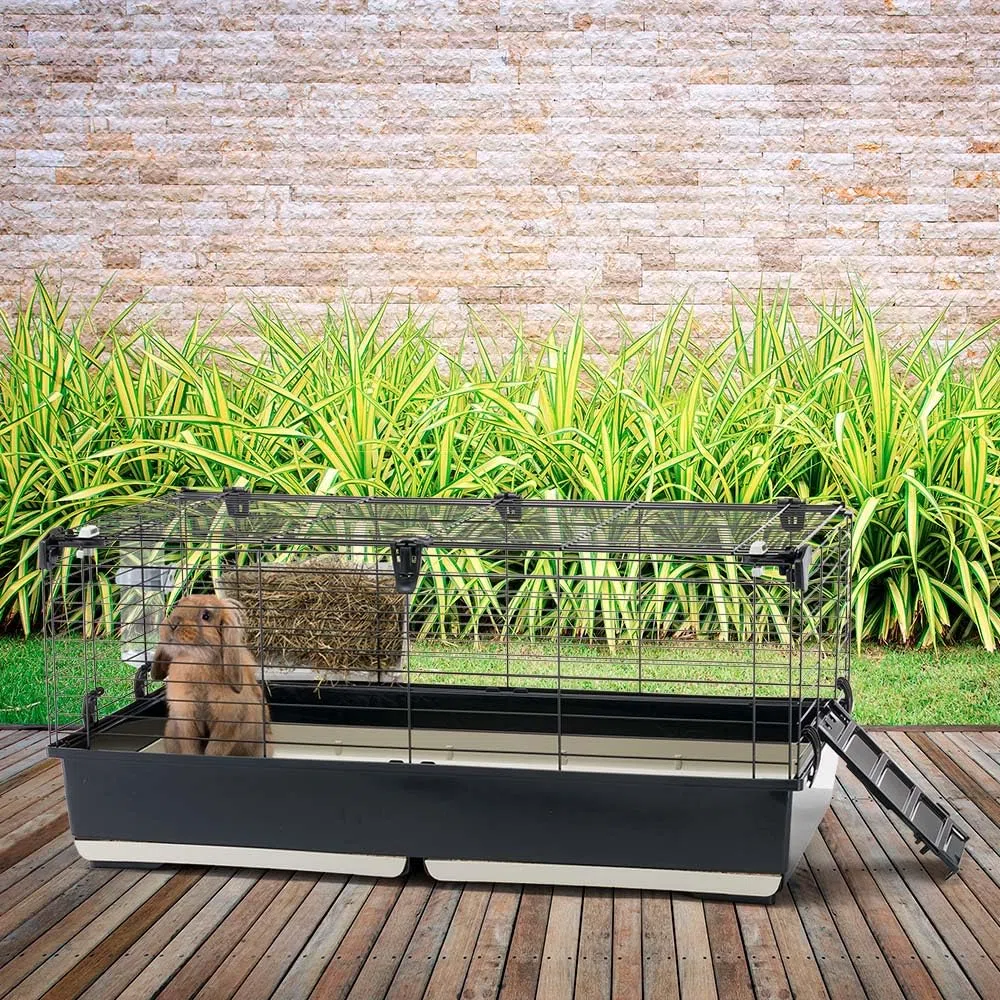 Ferplast Jaula Conejos TOMMY 100 - Espaciosa, Techo Abatible, Puerta-Escalera, Fácil Limpieza con Rejilla Higiénica - Accesorios Incluidos, Conectable a Metrò - 99.5 x 53 x h 48 cm