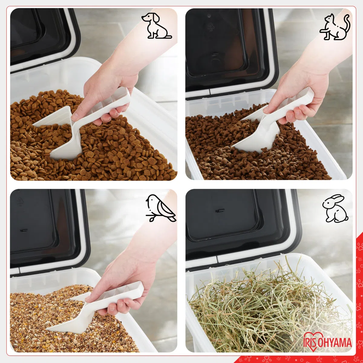 Iris Ohyama Contenedor pienso con ruedas, 45L/15kg, Negro, Contenedor comida perro, Pienso gatos, Hermética, para Mascotas, Transparente, Pet Food Container, Dog Food Storage, Libre de BPA, ATS-L