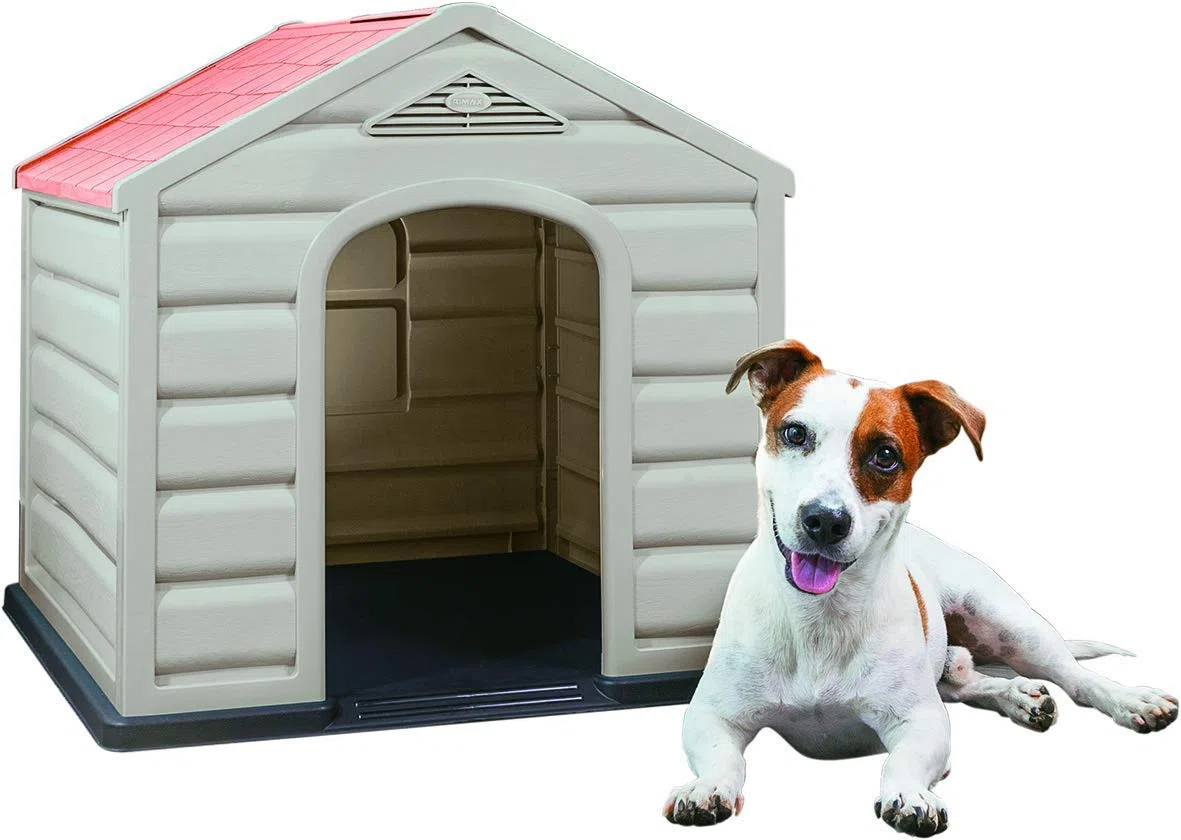 KG KITGARDEN - Caseta Perro Pequeño Jardín, 58,5x61x68cm, Beige/Terracota