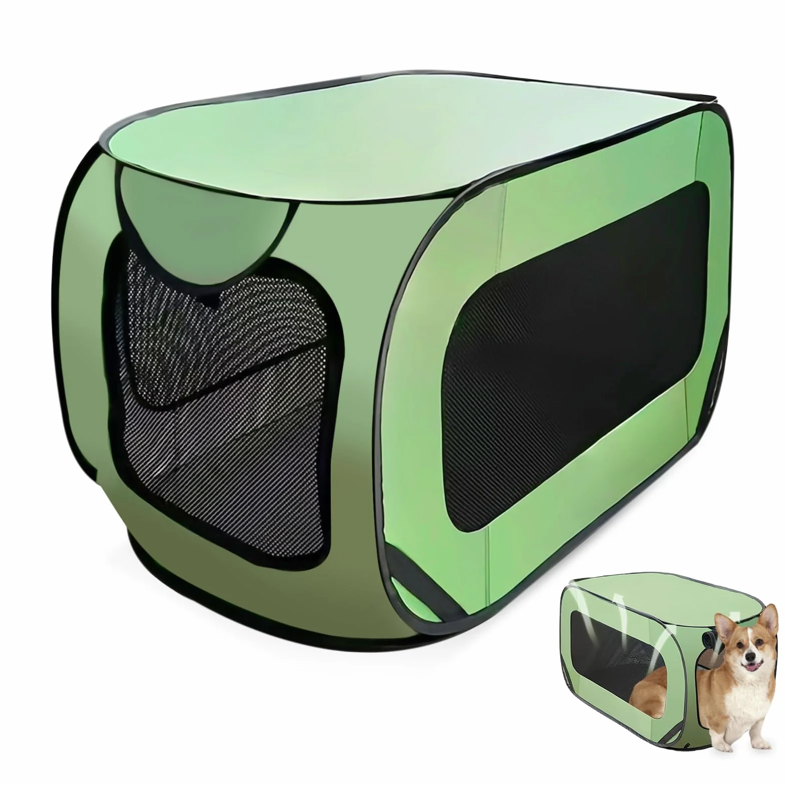 92 x 52 x 52 cm. Caja plegable para perros con marco de acero, caja de transporte para perros impermeable de tela Oxford con cremallera, caja de transporte para perros para interior y exterior,