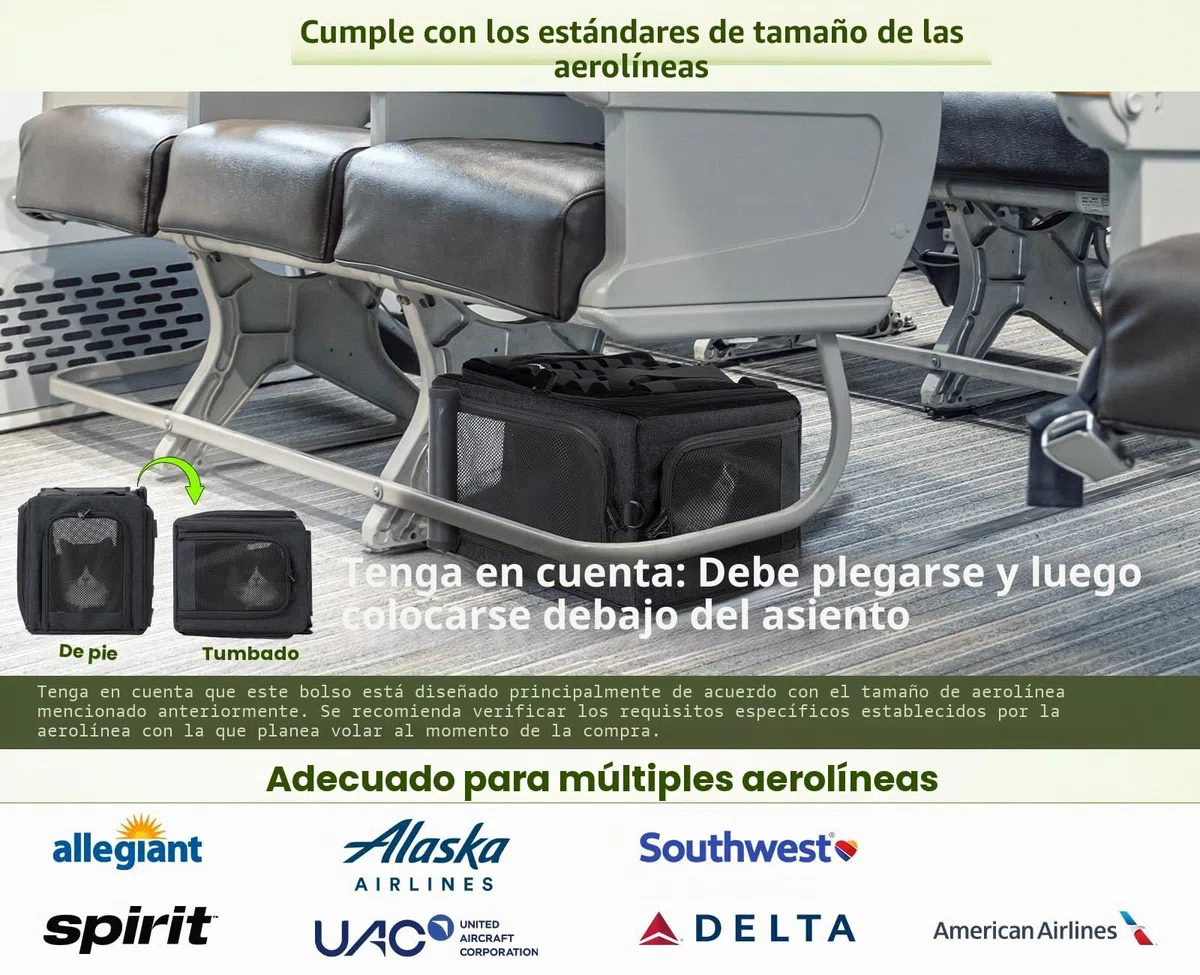 Pecute Transportín para Gatos Extensible, Aprobado por Aerolíneas, Bolso Suave Transpirable hasta 5kg/12lbs, Plegable para Viajes, Aire Libre y Camping, Gris Oscuro