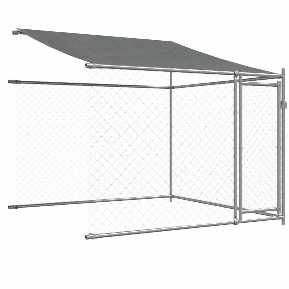 Gecheer Jaula para Perros, Grande, de Exterior, de Acero, con Techo, 4 x 2 x 2 m, Espaciosa para Perros de Talla Grande