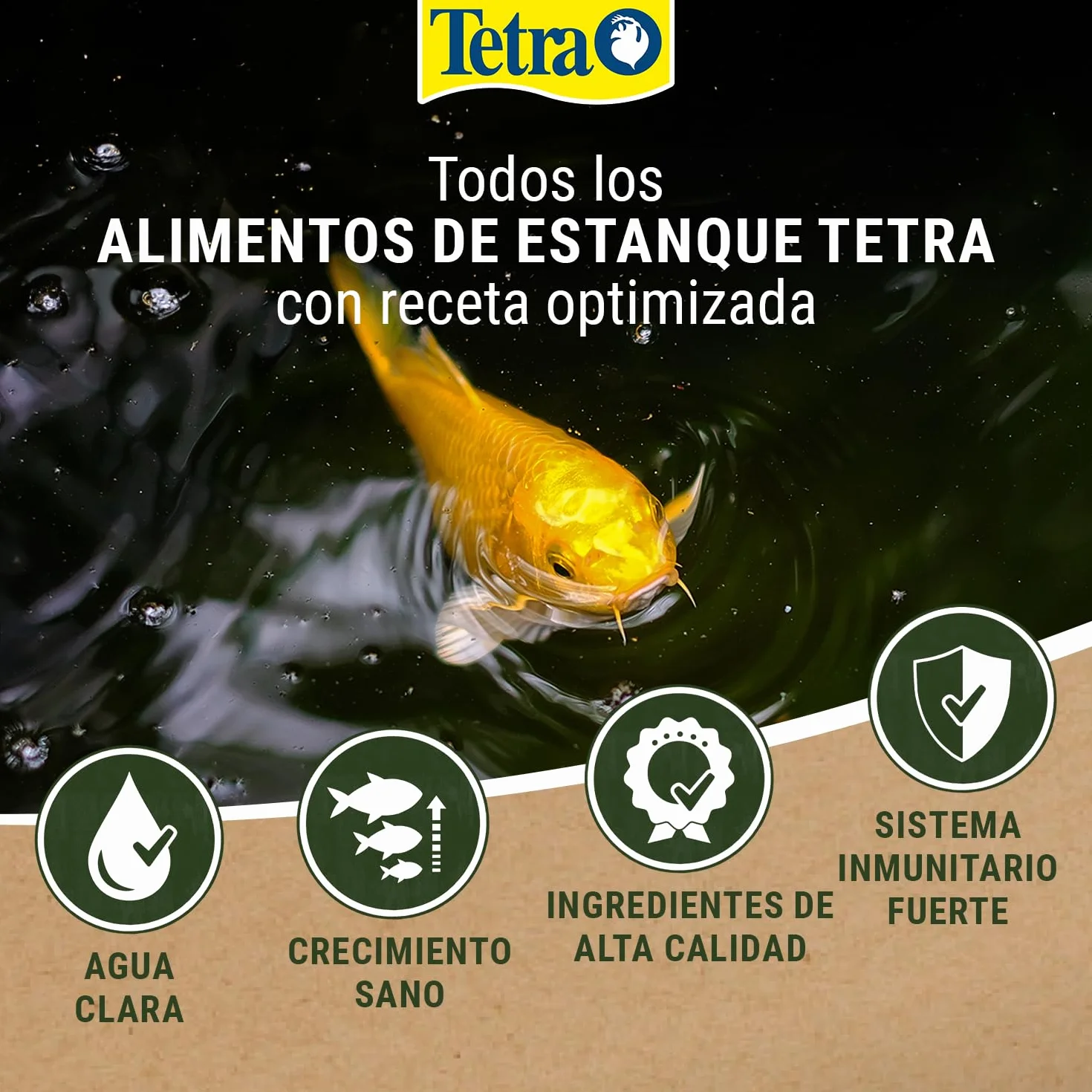 Tetra Pond Goldfish, Alimento para carpines dorados y peces de agua fría, mezcla 3en1 con escamas, sticks y gammarus, bolsa de 4 L