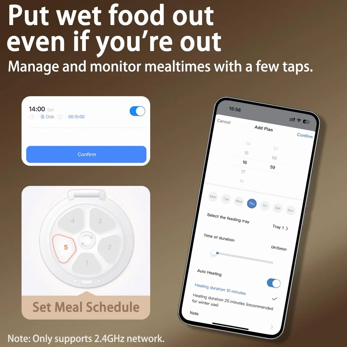 Cayboxy - Comedero automático para gatos con control de alimentos húmedos, dos en uno, refrigerado automático para gatos con refrigeración semiconductora, 5 comidas frescas, controlado por aplicación