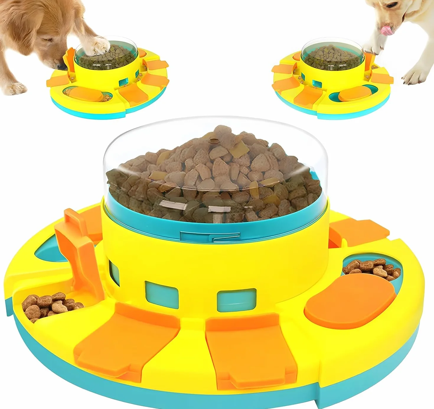 Juguetes Interactivos de Alimentación Lenta para la Mayoría de Los Perros, Rompecabezas con 2 Niveles de Dificultad, Dispensador de Premios