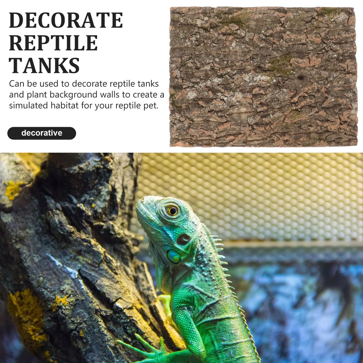BESPORTBLE Cubierta de Corcho Natural para Ambientación de Terrarios, Plataforma Estable para Reptiles, Protección contra Humedad, Panel de Pared para Acuarios y Terrarios