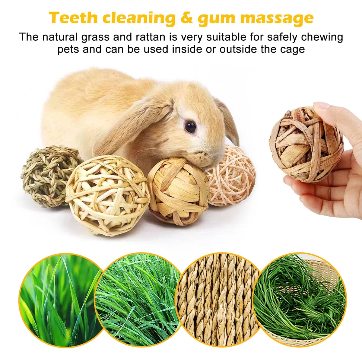 15 Piezas Masticar Juguetes Para Animales Pequeños, Bolas De Hierba Masticar Juguetes Masticar Pelotas Masticar Juguete Juguete Conejo Pelotas De Juego Para Conejos Hamsters Chinchillas Cerdos Gerbo