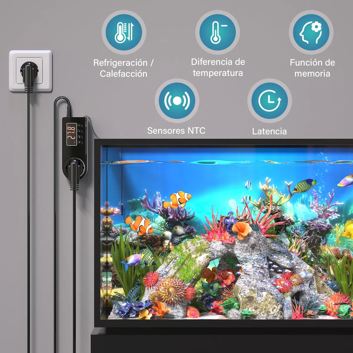 GlowUp Enchufe de Termostato Digital 220V Controlador de Temperatura Digital EU Higrostato Enchufe Termostato para Incubadora para Invernaderos, Reptiles, Acuarios, Incubadoras, Etc (1Pcs)