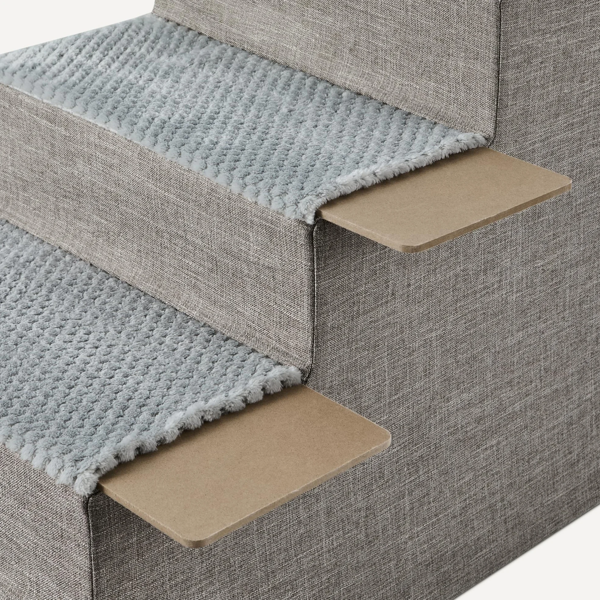 Amazon Basics Escaleras para Perros, 46,7 cm de Alto, 4 Peldaños para Cama Alta y Sofá, Escaleras para Mascotas con Base Antideslizante para Perros y Gatos de Interior, Gris