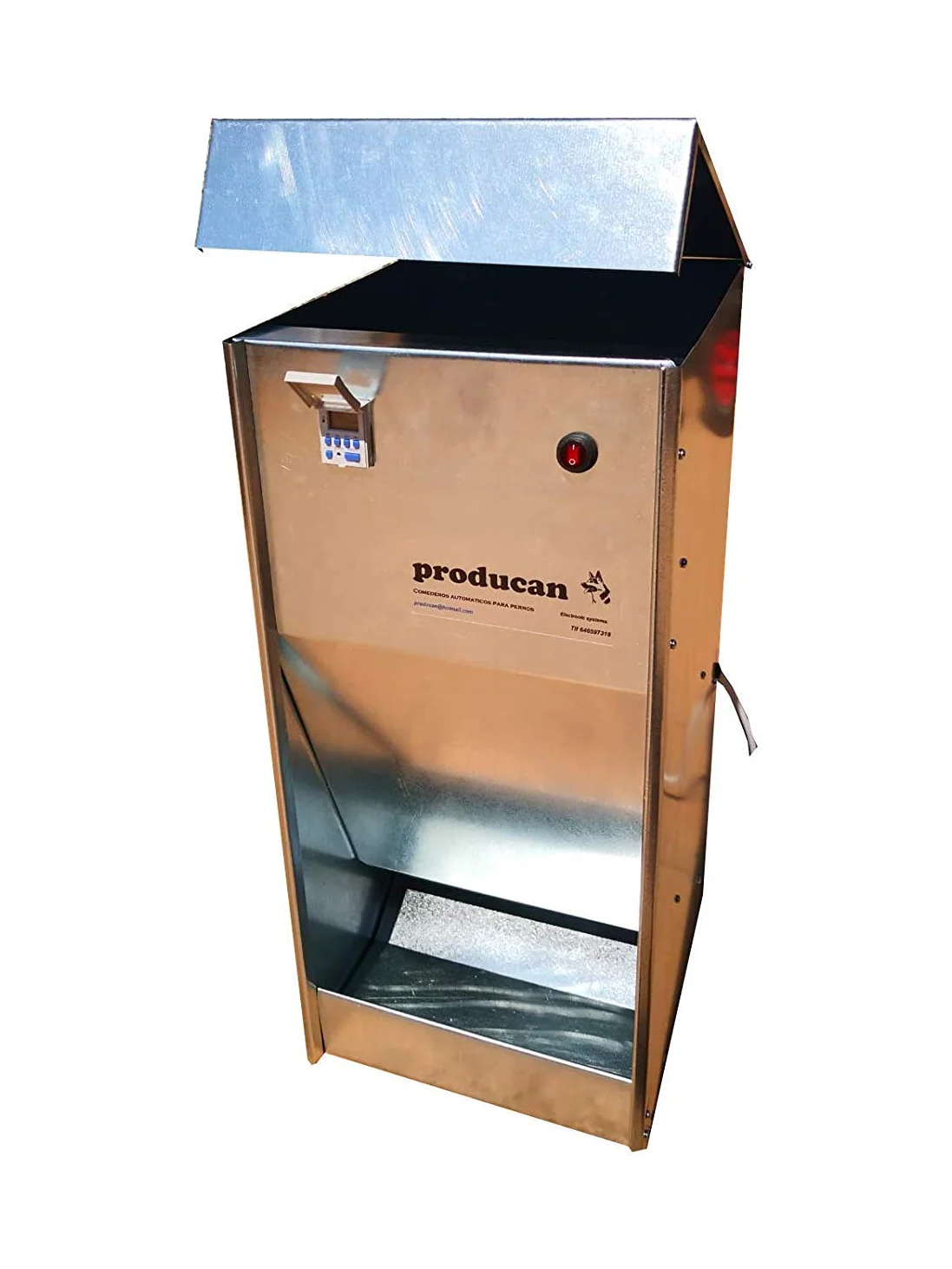 Comedero Automático Inteligente para Perros: Programable, 40 litros, Exterior Dispensador de Comida Profesional para Perros: Programable, Modelo P1
