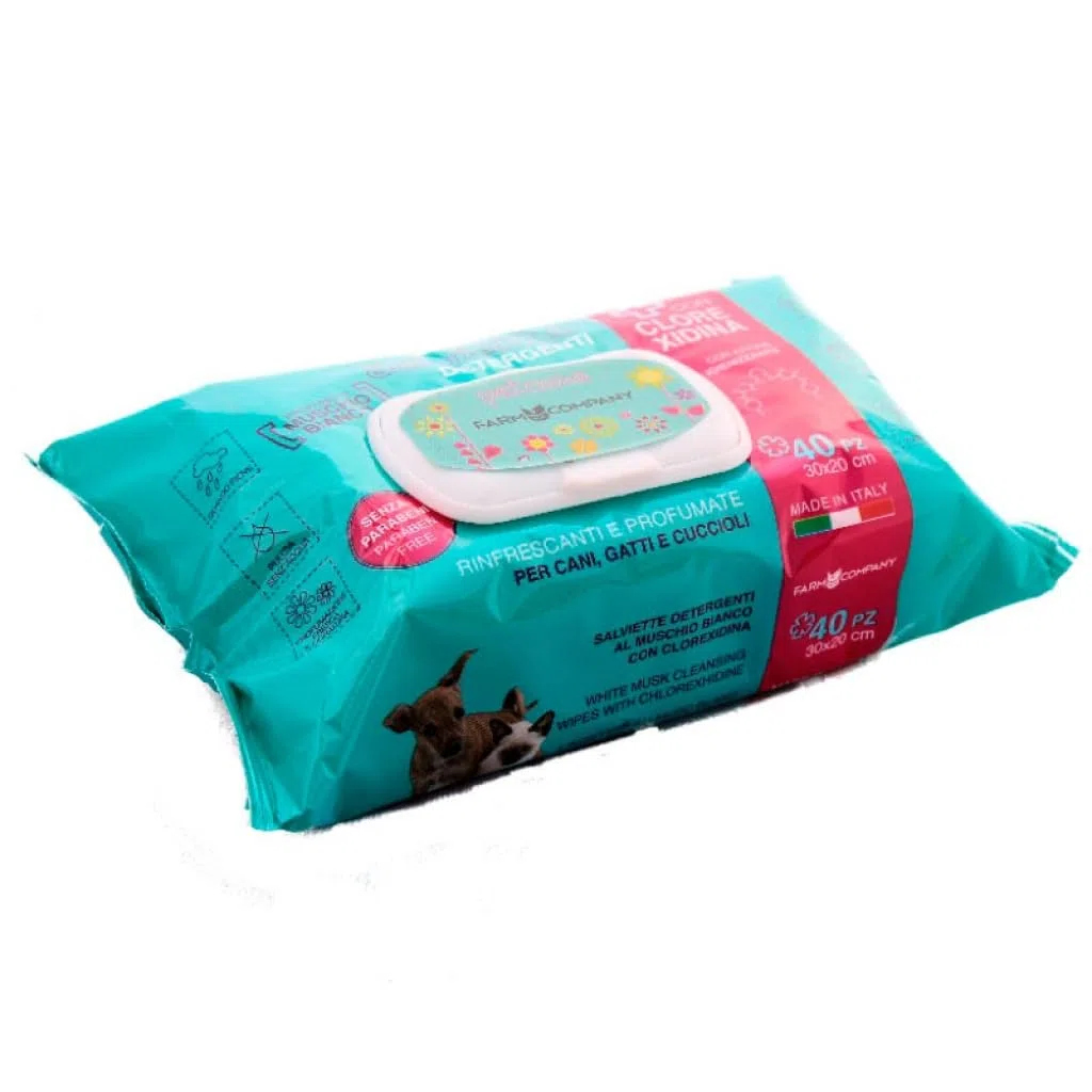 Genérico Toallitas FarmCompany | 5 x 40 Unidades | Varias Fragancias | Apto para Perros, Gatos Y Cachorros (Clorhexidina)