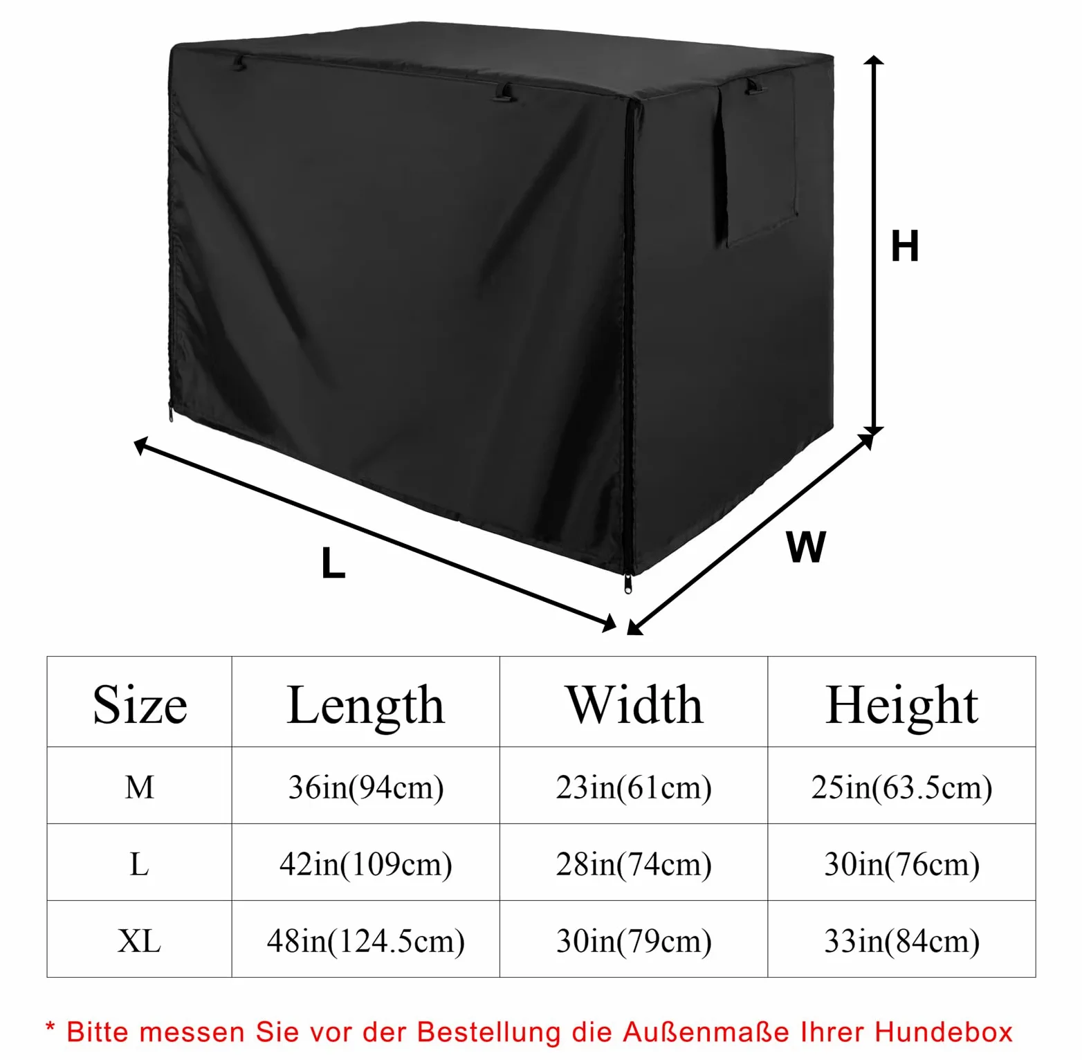 Cubierta de Jaula Perro Impermeable Doble Puerta para Perros Prueba de Vientos Durable 420D de poliéster Jaula protección Interior al Aire Libre Cubierta Negro 48 Pulgadas