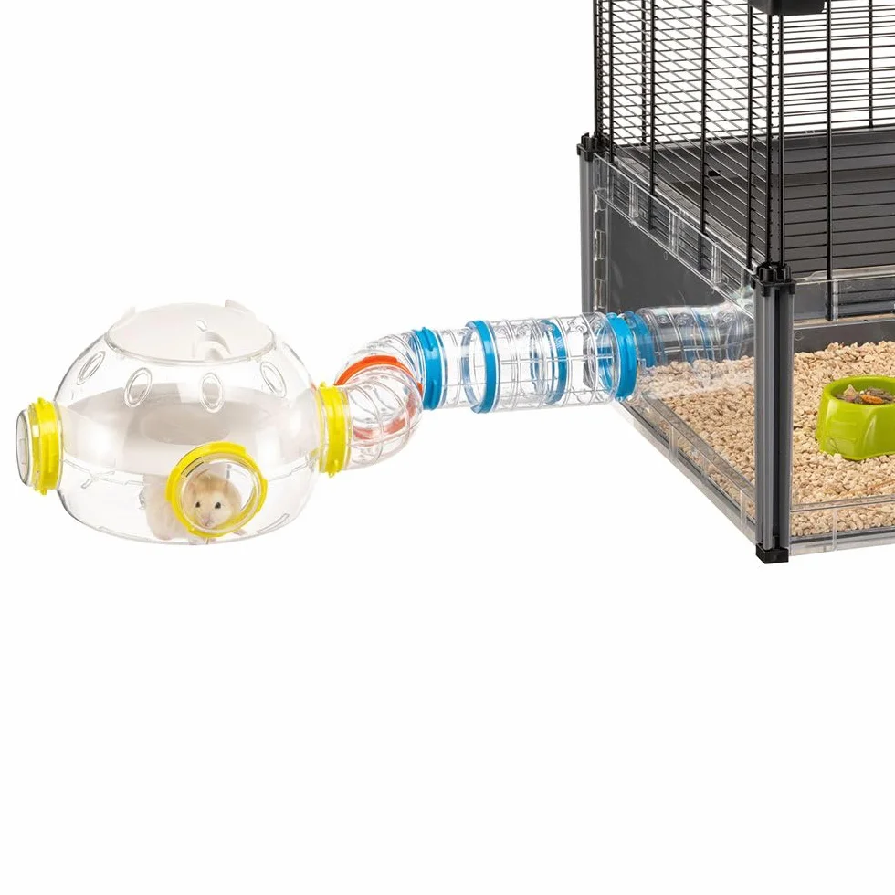 Ferplast Juego de tubos para hámster, kit de 4 piezas, módulo de carcasa, túneles transparentes con ventilación, curvas y accesorios