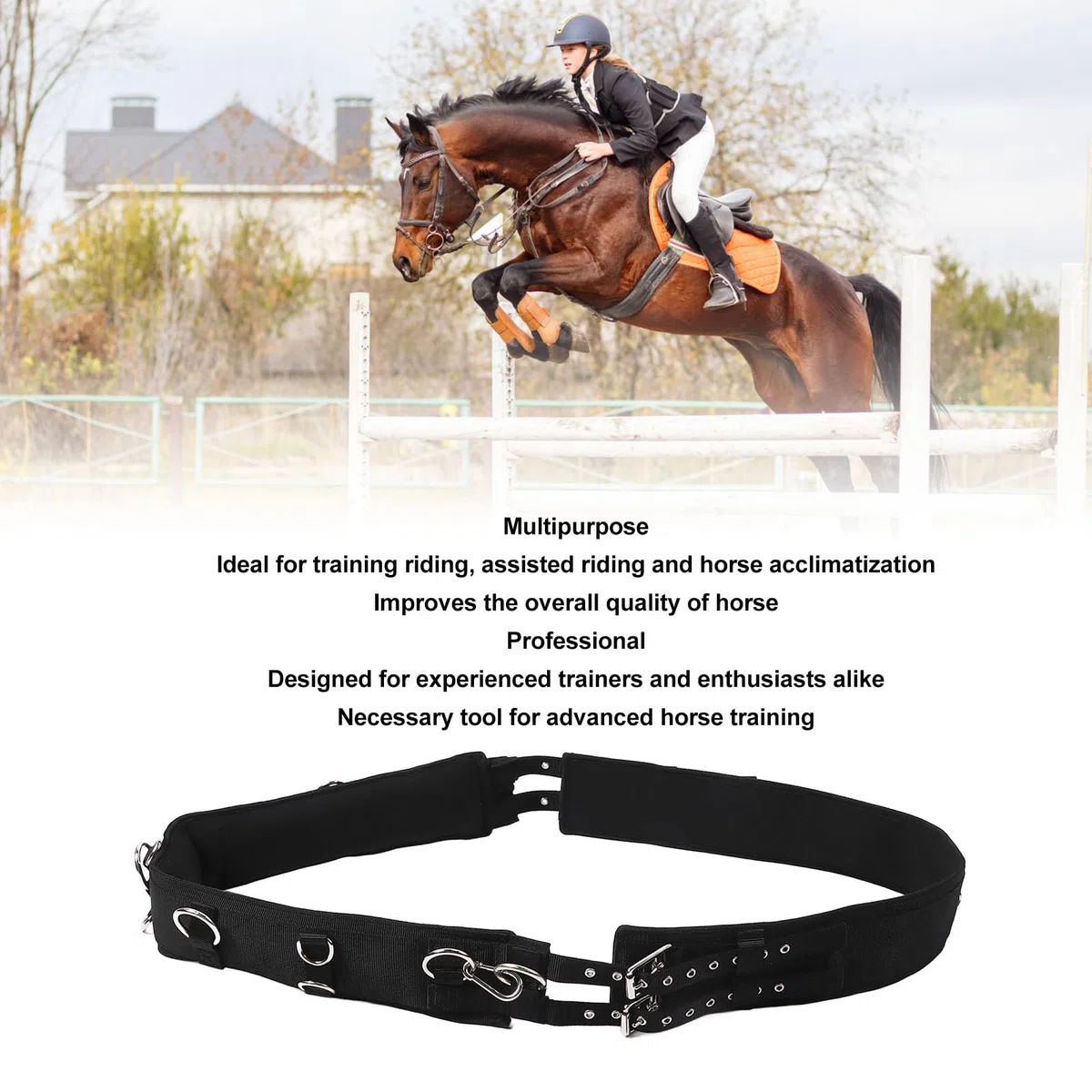 Cinchuelo para Caballos, Cinchuelo Versátil de Longitud Ajustable para Entrenamiento Ecuestre